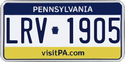 PA license plate LRV1905