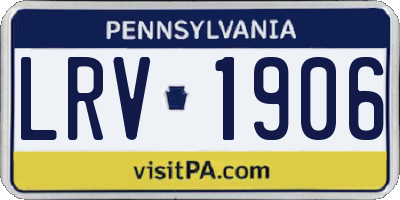 PA license plate LRV1906