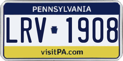 PA license plate LRV1908