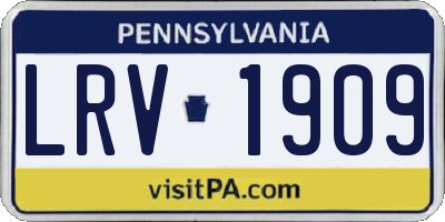 PA license plate LRV1909