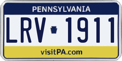 PA license plate LRV1911