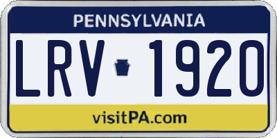 PA license plate LRV1920