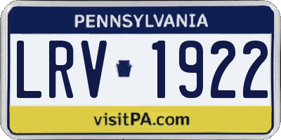 PA license plate LRV1922