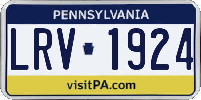 PA license plate LRV1924