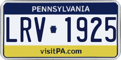PA license plate LRV1925