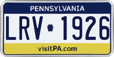 PA license plate LRV1926