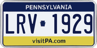 PA license plate LRV1929
