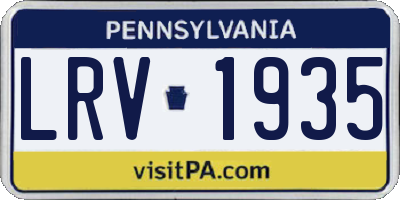 PA license plate LRV1935