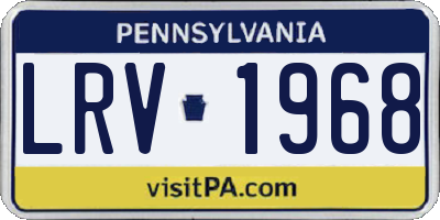PA license plate LRV1968