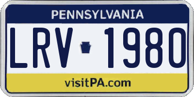 PA license plate LRV1980