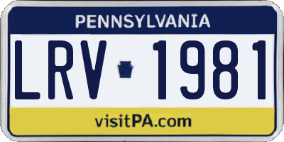 PA license plate LRV1981
