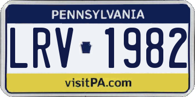 PA license plate LRV1982