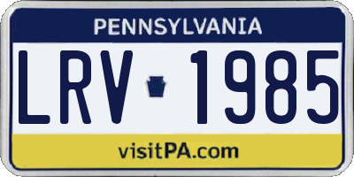 PA license plate LRV1985