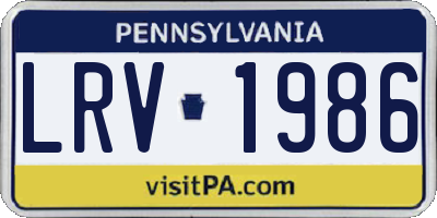 PA license plate LRV1986