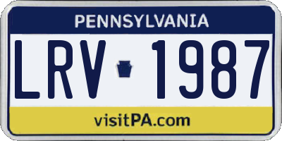 PA license plate LRV1987