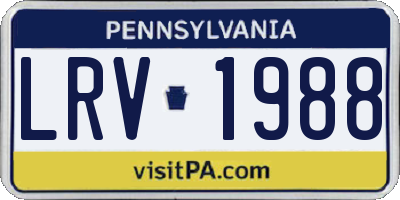PA license plate LRV1988
