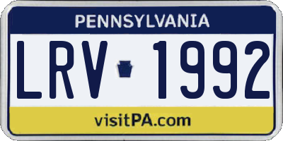 PA license plate LRV1992