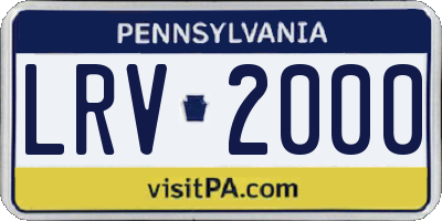 PA license plate LRV2000