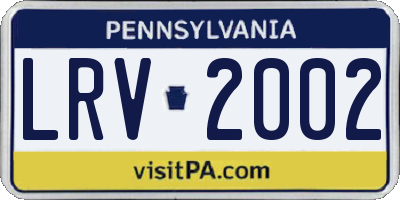 PA license plate LRV2002