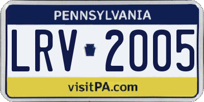 PA license plate LRV2005