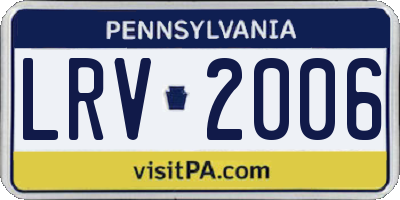 PA license plate LRV2006
