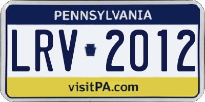 PA license plate LRV2012