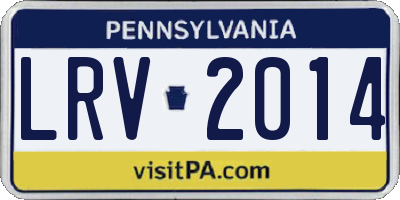 PA license plate LRV2014