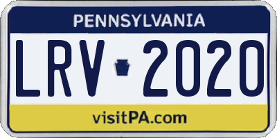 PA license plate LRV2020