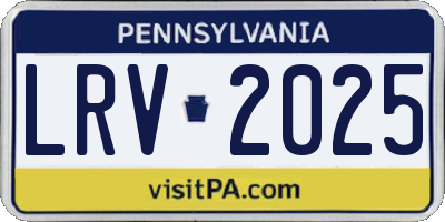 PA license plate LRV2025