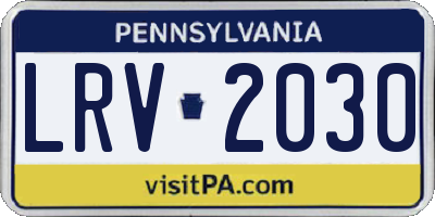 PA license plate LRV2030