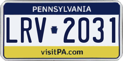 PA license plate LRV2031