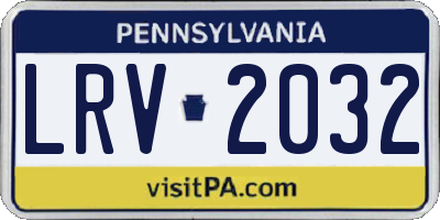 PA license plate LRV2032