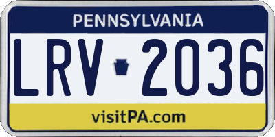 PA license plate LRV2036