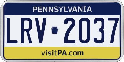 PA license plate LRV2037