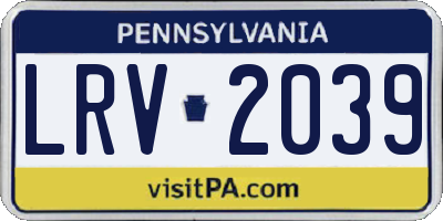PA license plate LRV2039