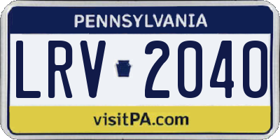 PA license plate LRV2040