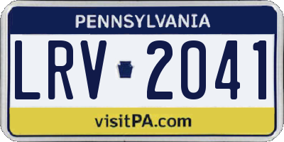 PA license plate LRV2041