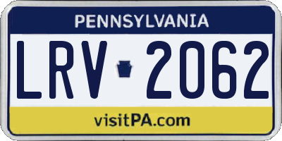 PA license plate LRV2062