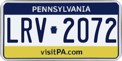 PA license plate LRV2072