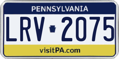 PA license plate LRV2075