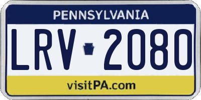 PA license plate LRV2080