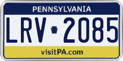 PA license plate LRV2085