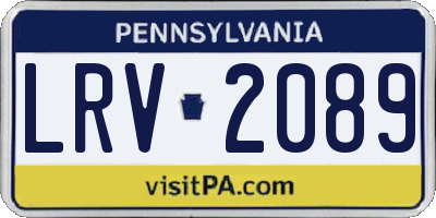PA license plate LRV2089