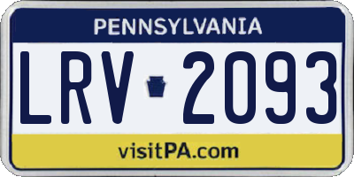 PA license plate LRV2093