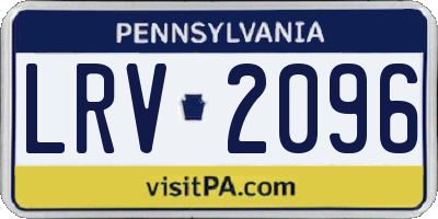PA license plate LRV2096