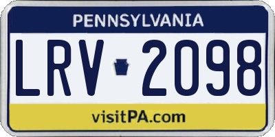 PA license plate LRV2098