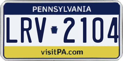 PA license plate LRV2104