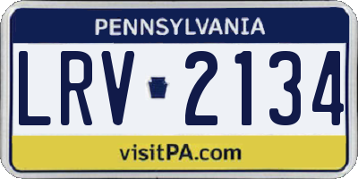 PA license plate LRV2134