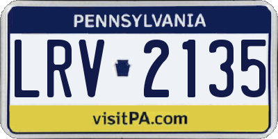 PA license plate LRV2135