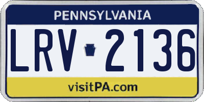 PA license plate LRV2136